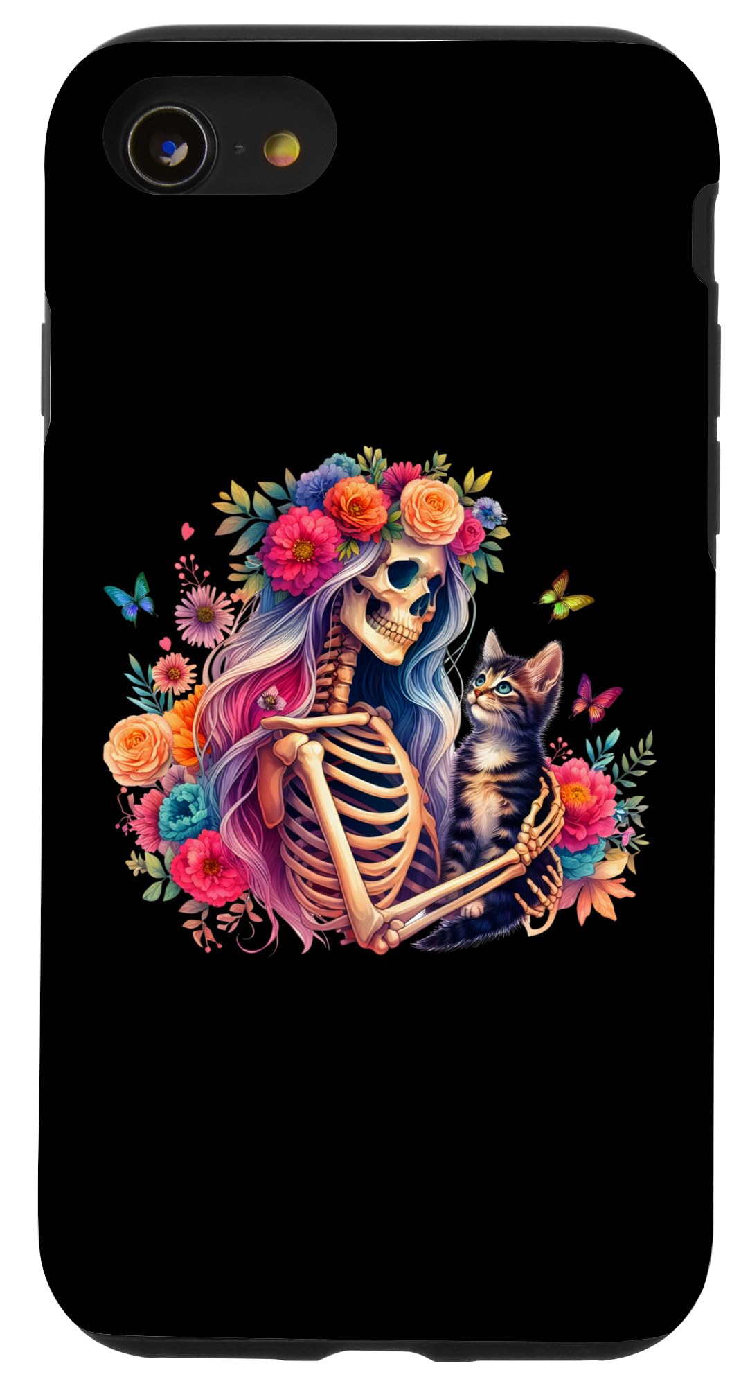 iPhone SE (2020) / 7 / 8 Female Skeleton And Cute Kitten Cat Lovers Halloween Vintage Case