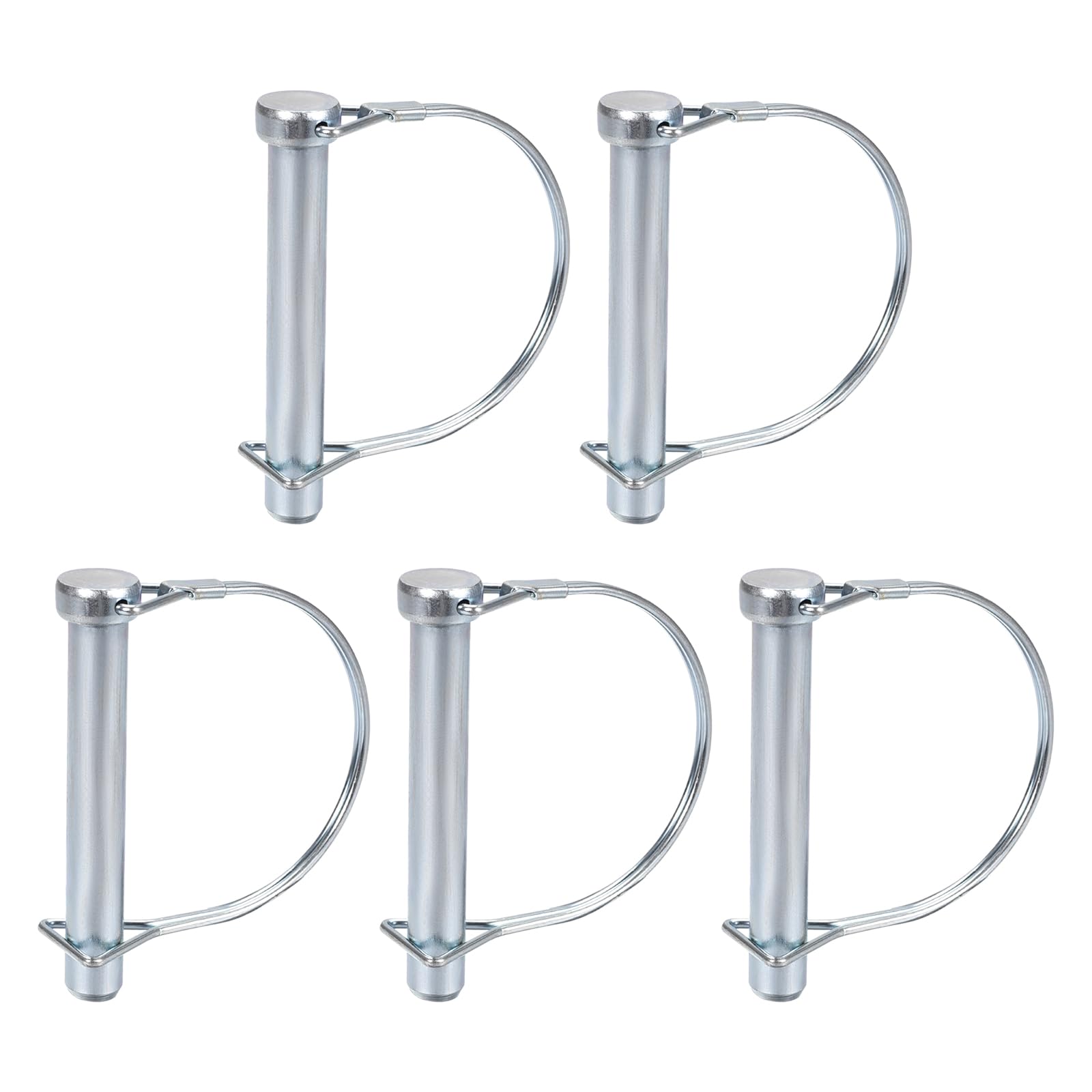 DTGN 12mm x 80mm (DxL) Shaft Locking Pin - 5Pack - Good for Farm Trailers Lawn - Carbon Steel Round Trailer Coupler Pin - Silver Tone