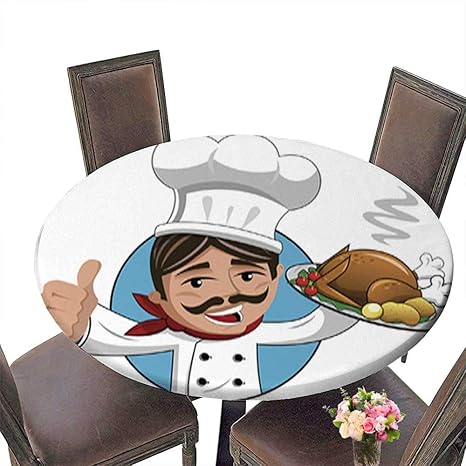 Amazon Com Solid Round Tablecloth Chef Thumb Up Roasted