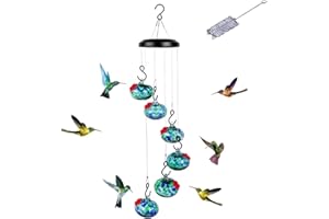 YEEGFEY Charming Wind Chimes Hummingbird feeders, Wind Chime Hummingbird Feeder for Viewing, Hummingbird Feeders for Outdoors Hanging Ant and Bee Proof (Blue)
