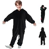 Hietaap Toothless Dragon Costume for Kids Halloween Black Dragon Onesie Pajamas Hooded Set for Boys Girls