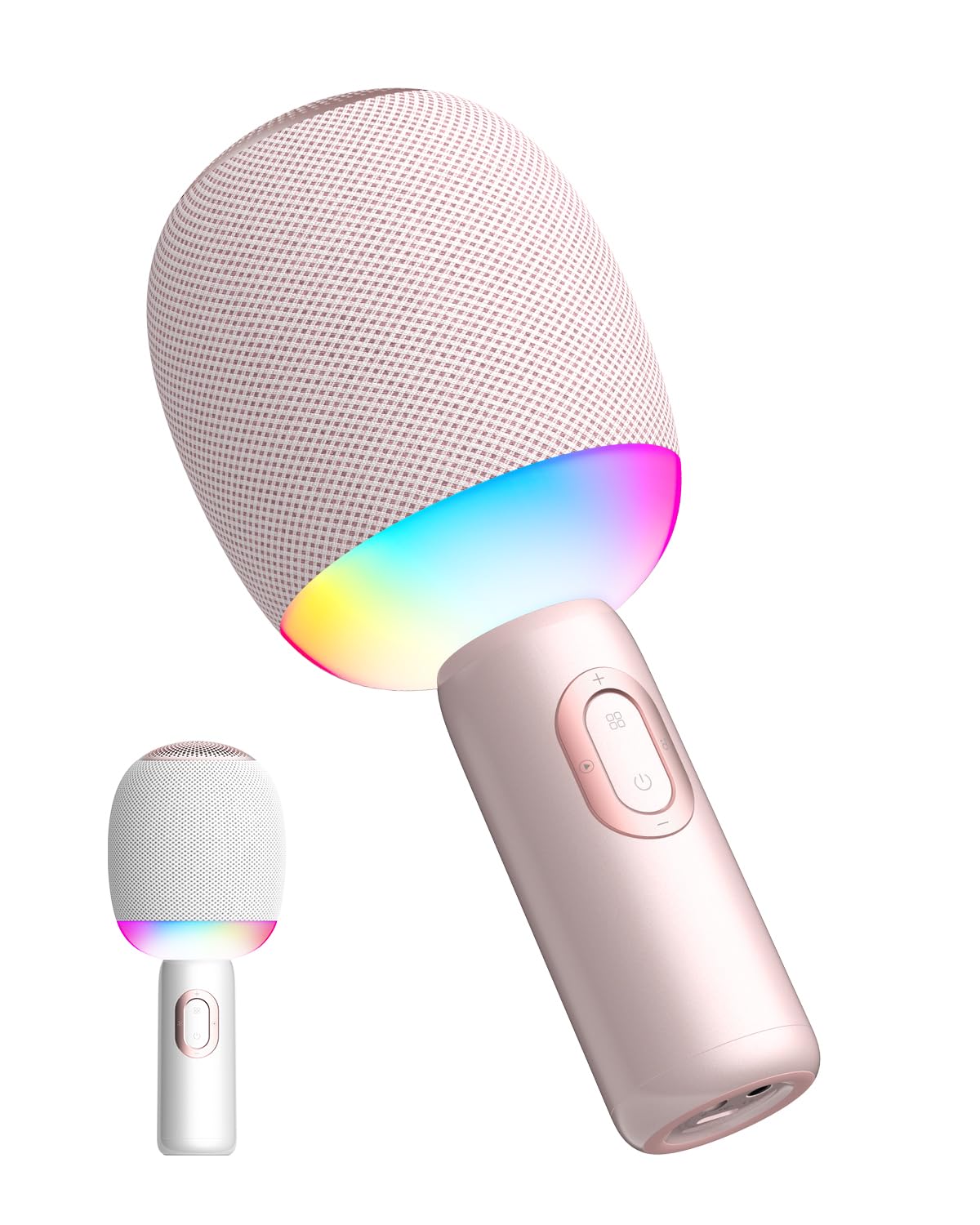 Wireless Bluetooth Karaoke Microphone, 5-in-1 Portable Handheld Mic Speaker with Dynamic Lights, Karaoke Microfono for Car Travel Home Party, Music Record, Duet Singing Gifts for Adults Kids (Pink)