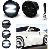 DERMOKA LED Sequential White Side Marker Lights for Nissan 370z Z34 2009-2020, 350z Z33 2003-2009 Turn Signal Lamps 26160-1EK