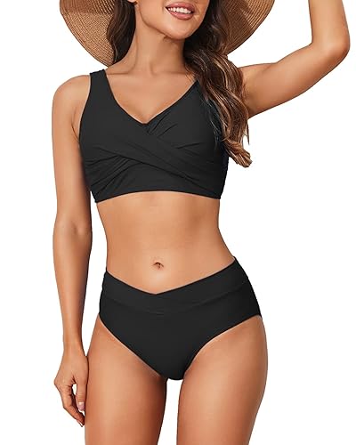 Limeeke Women's High Waisted Bikini Set Twist Front Two Piece