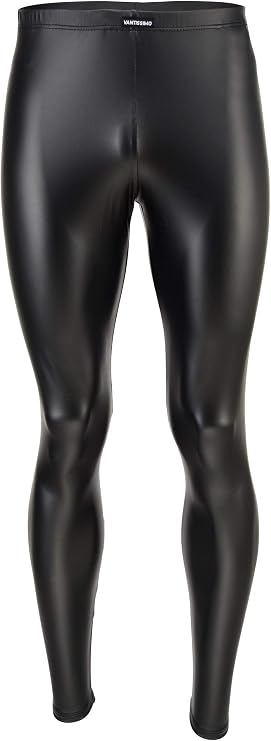 Men's Black Wet Look Rubber Meggings – Rock Horror Style Skins Pants, S-XXXL