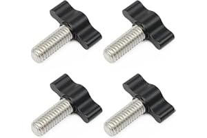 Xadnitu 4 Pieces 5/16"-18 x 3/4" Threaded Thumb Screw, Stainless Steel Standard/Coarse Thread with Black Adjustable Tee Wing Aluminum Knob to Remove Replace Hand Clamping Tightening Knobs Power Supply