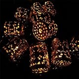 Sunniemart 10 LED Lantern Warm White Globe Lights String Solar Powered Outdoor Decorative Lights for Christmas Wedding Party (Cylindrical）