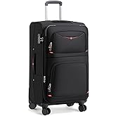 ROPLUS Softside Expandable Luggage with 4 Spinner Wheels, Durable Checked-Luggage Suitcase (Black, 29-Inch)