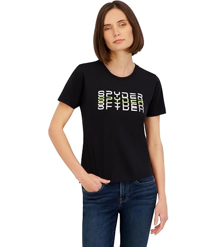 Spyder Womens Floral Wordmark Logo Graphic Short Sleeve Tee T