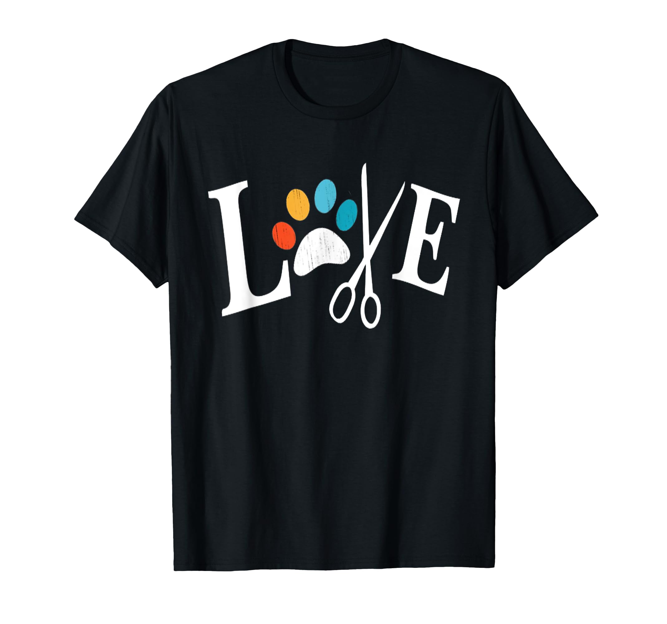 Dog Grooming Love Dogs Pet Daycare Groomer Vintage Paw Print T-Shirt