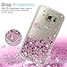 LeYi for Galaxy S6 Case with Tempered Glass Screen Protector Girls Women, Glitter Bling Shiny Moving Quicksand Liquid Clear TPU Protective Phone Case Cover Samsung Galaxy S6 ZX Rose Gold