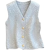 OYOANGLE Women's V Neck Sweater Vest Button Up Knit Vest Outerwear Sleeveless Cardigans