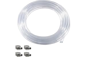 MRbrew 10 Feet Beer Tubing, PVC Beer Hose with Hose Clamps I.D. 3/16" Food Grade Liquid Line for Kegerator Draft Beer Dispenser System Home Brewing & Multiple Setups