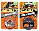 Gorilla Mounting Tape, Double-Sided, Clear & Heavy Duty - Combo Pack