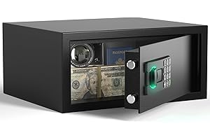 Grimtron Safe Box - (1.12 cu. ft.) Home Safe with Silent Mode, Backlit Keyboard and LED Light, Secure Money Safe Caja Fuerte, Anti-Rust, Anti-Theft, Anti-Pry