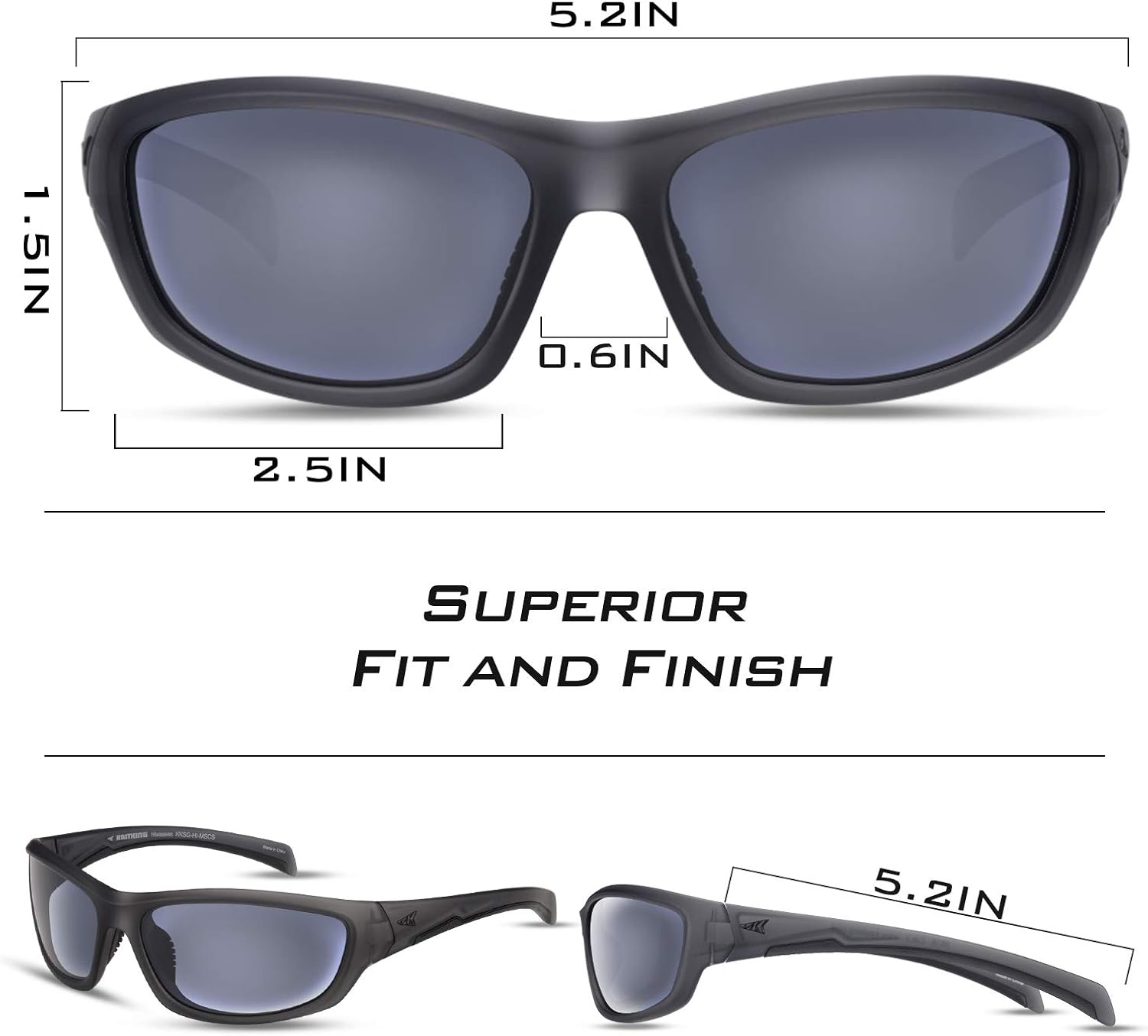KastKing Hiwassee Polarized Sport Sunglasses for Men and Women, Matte Smoke Crystal Frame,Smoke Lens: Clothing