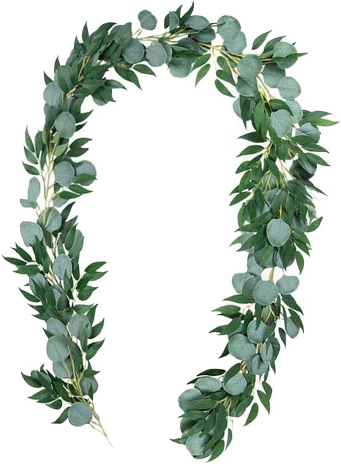 kuou Artificial Eucalyptus Garland, 6.5ft Faux Silk Eucalyptus Vines