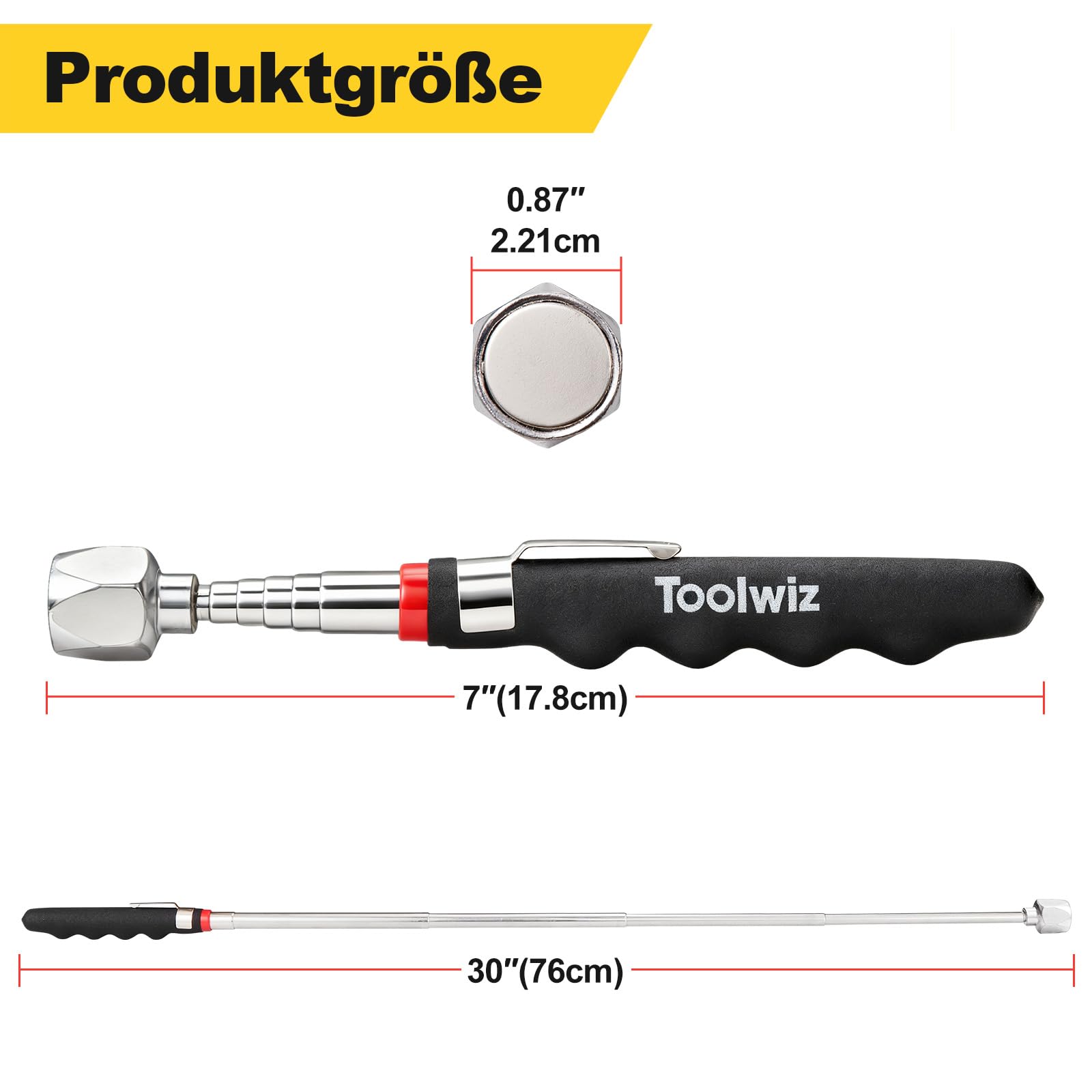 Toolwiz Stab-Magnet Teleskop-Magnetheber, 7,3 kg, ausziehbar bis 76 cm 5
