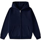 Flygo Unisex Boys Girls Fleece Jacket Lightweight Zip up Active Hoodie Hooded Sweatshirt Kids Spring Fall Jackets Coat