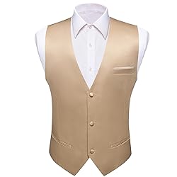Barry.Wang Mens Champagne Suit Vest Bow Tie Set