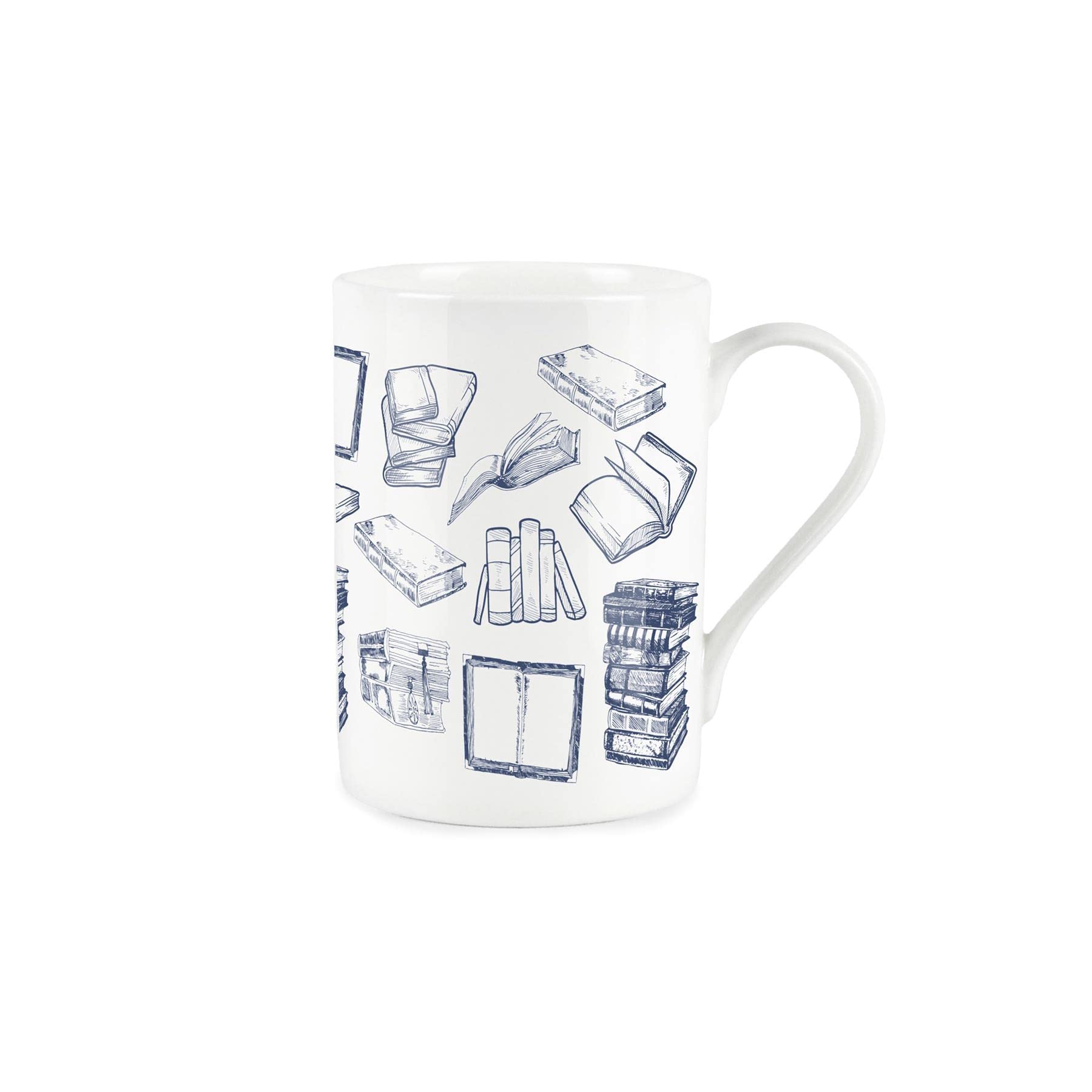 Purely Home Vintage Hobbies Range - Books and Reading Themed Mug - Bone China Style White Mug Coffee/Tea Gift