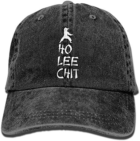 Johnflick Unisex Denim Hats,Ho Lee Chit Funny Karate,sports Cap,baseball Hats, Washed Denim Polo Style Baseball Cap Hat