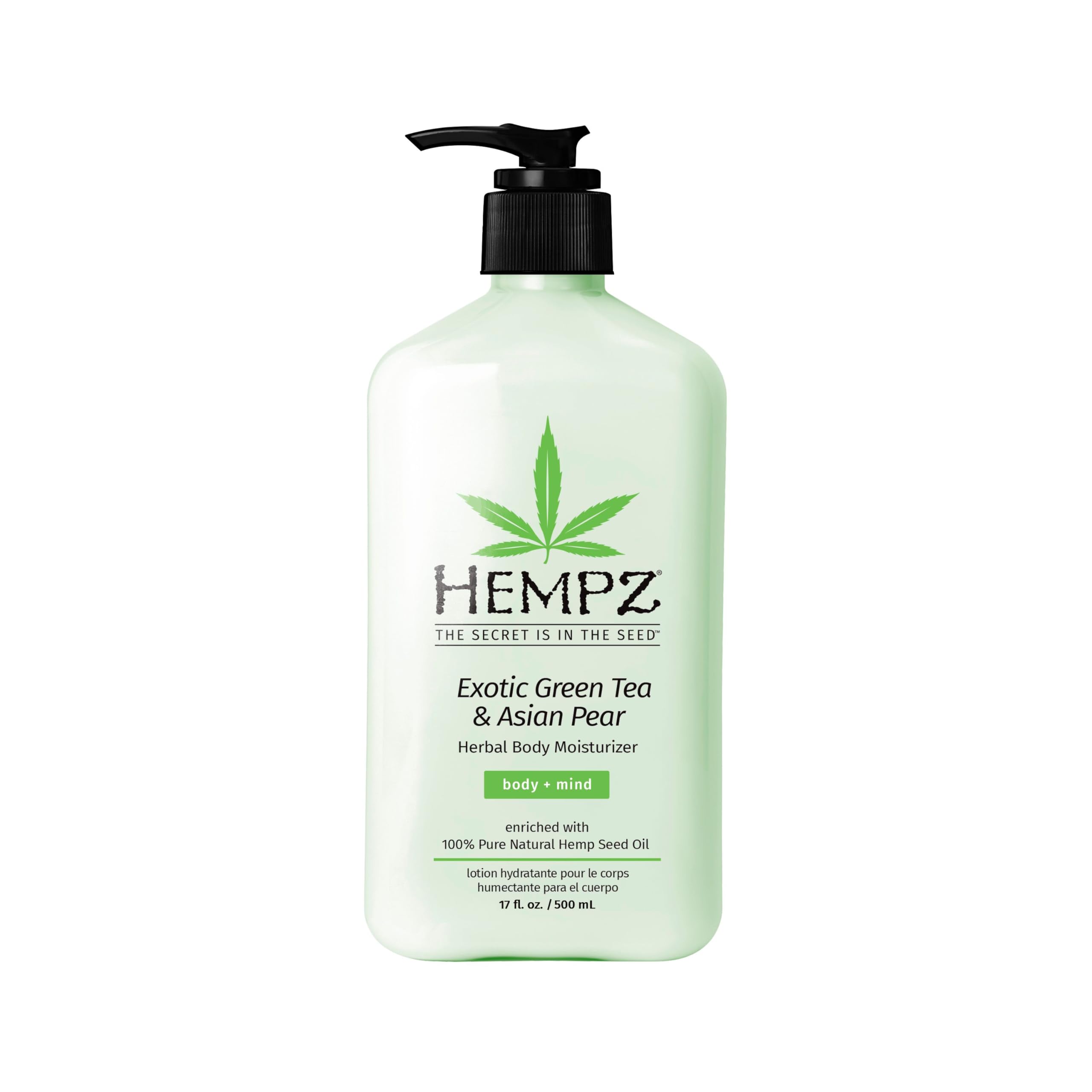 Hempz Natural Hemp Seed Oil Body Moisturiser Lotion Cream with Shea Butter and Ginseng 500ml/17 Fl.Oz - Exotic Green Tea & Asian Pear — image 1