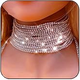 CLOACE Rhinestone Choker Necklace Diamond Row Necklaces Sparkly Crystal Necklace Jewerly Prom Accessories for Women
