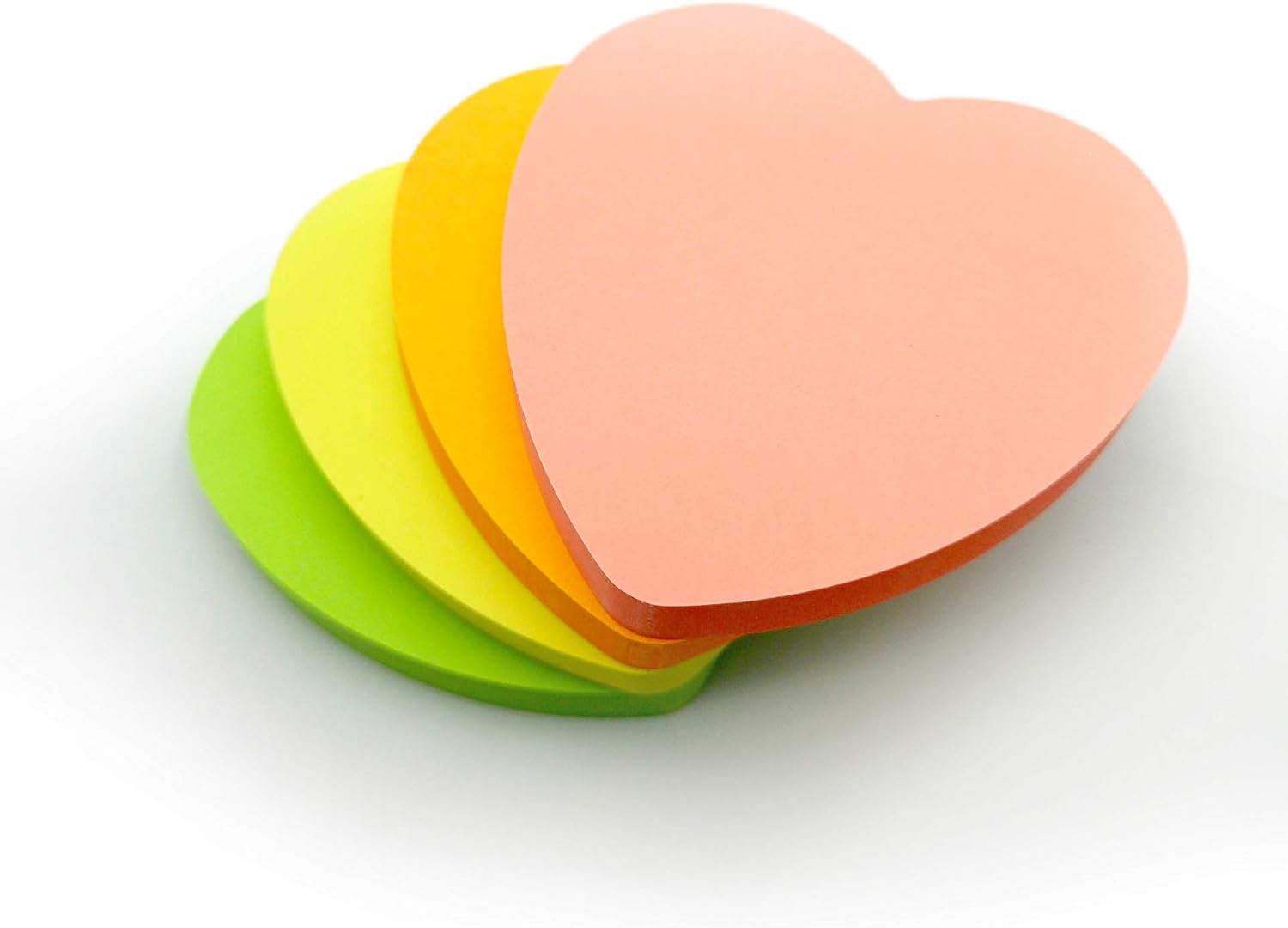 400 Heart Shaped Sticky Notes, Bright Colours (76x76mm) Set of 4 Pads (100 Sheets Each), Colourful Adhesive Memo Pads, Yellow
