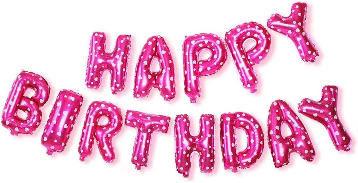 Happy Birthday Balloons Banner Balloon Bunting Party Decoration Self Inflating 16 inch 13 Pcs Letters Foil Balloons,Party Decorations Supplies,Huge 3D Balloon for Party Decoration(Heart Pattern Pink) - Image 4