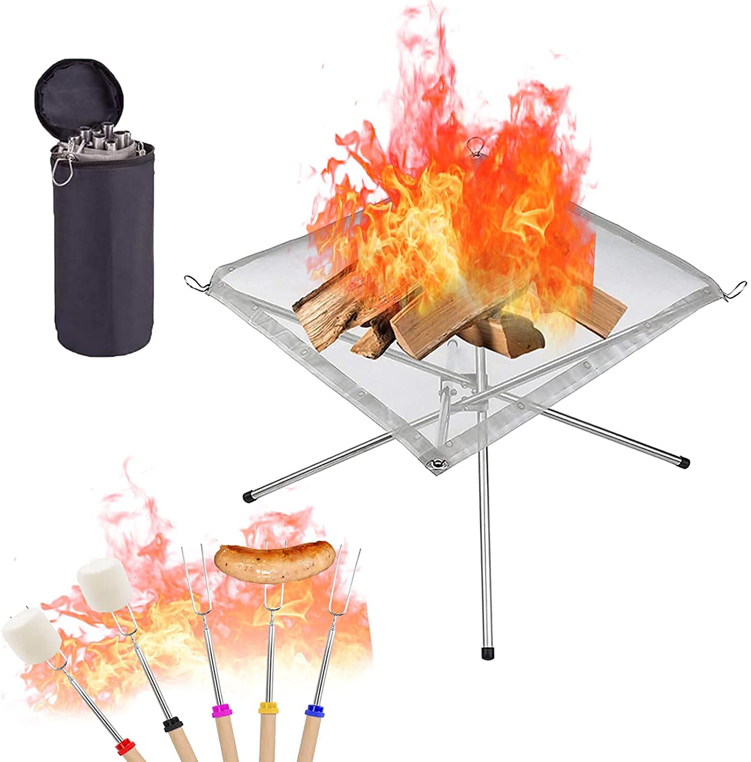 Sisliya OutdoorFirePit PortableFolding Campfire Grill Collapsible