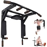 ptlsy Wall Mounted Pull Up Bar Multifunctional with Multi-grip Chin Up Bar Heavy Duty Dip Station for Home Gym Indoor Workout, Fitness Equipment, Dip Stand Supports to 440 Lbs