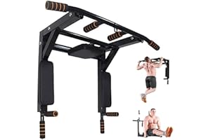 ptlsy Pull Up Bar, Multi Grip Wall Mounted Pull Up Bar Chin-Up Station with Hangers for Punching Bags, Power Ropes for Home Gym Strength Training Equipment