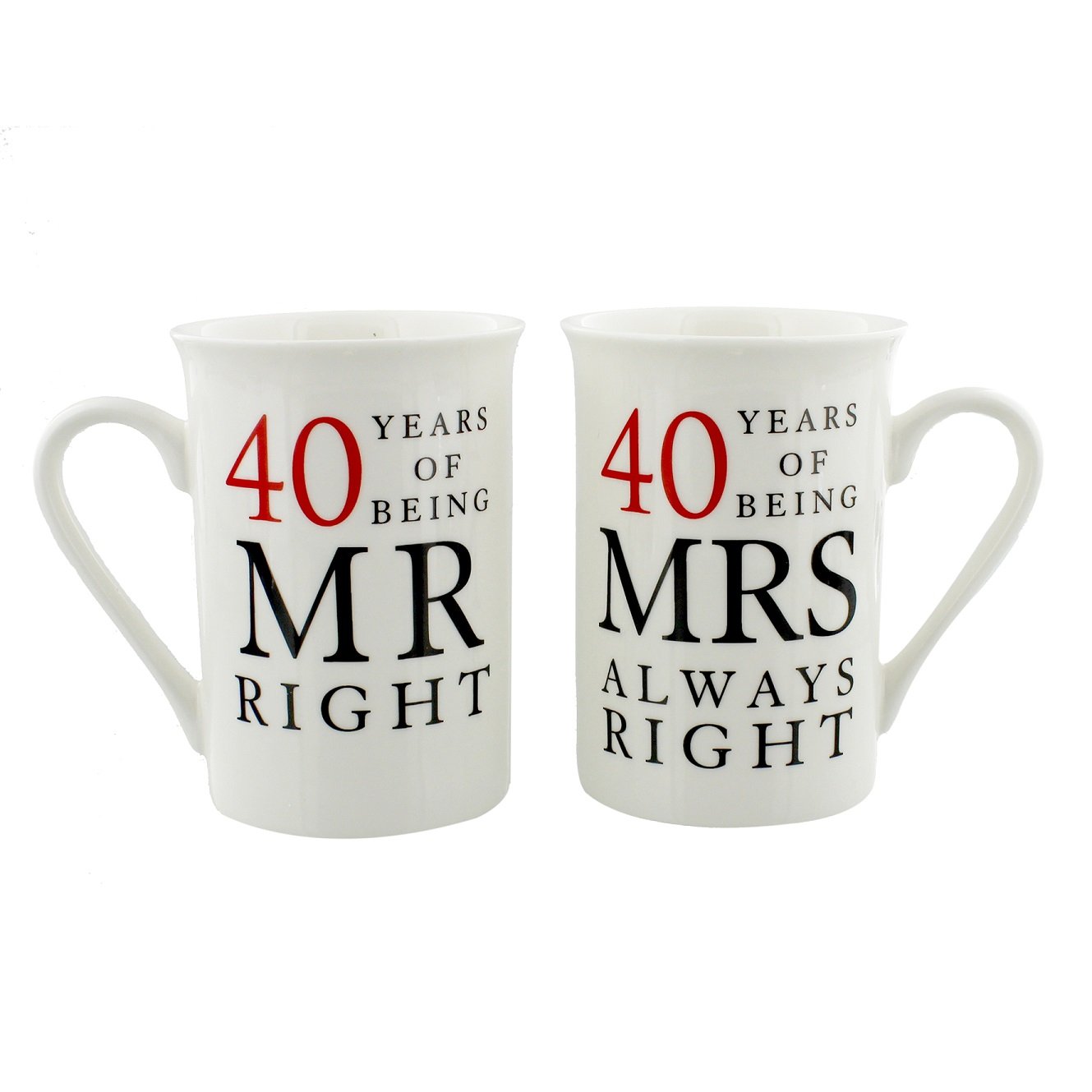 Pair Of Boxed 40 Years Of Being Mr Right & Mrs Always Right Mugs WG67740