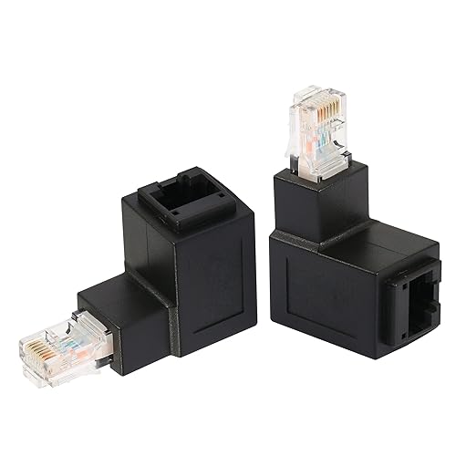 CERRXIAN 90 Degree RJ45 LAN Male to Female Cat5 / Cat5e / Cat6