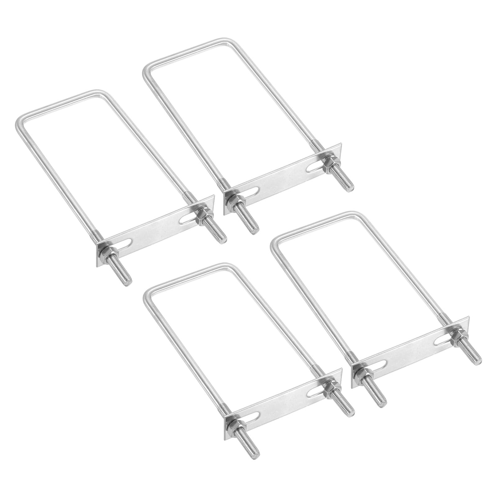 PATIKIL M8x70x180mm Square U-Bolts Kit, 4Set 304 Stainless Steel Square U Shaped Bolts Replacement Parts with Frame Plates and Nuts for Ski Board Sailboat Trailer
