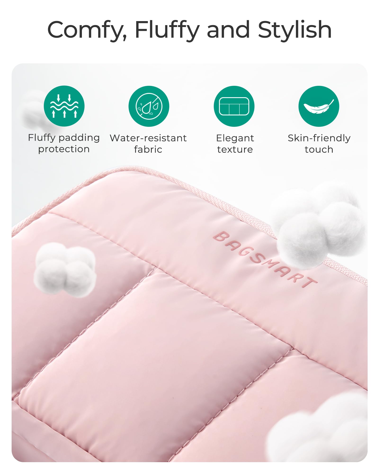 BAGSMART Electronics Organizer Travel Case, Cord Storage for Chargers Cables Phones, Compact Tech Accessories Pouch, Pink