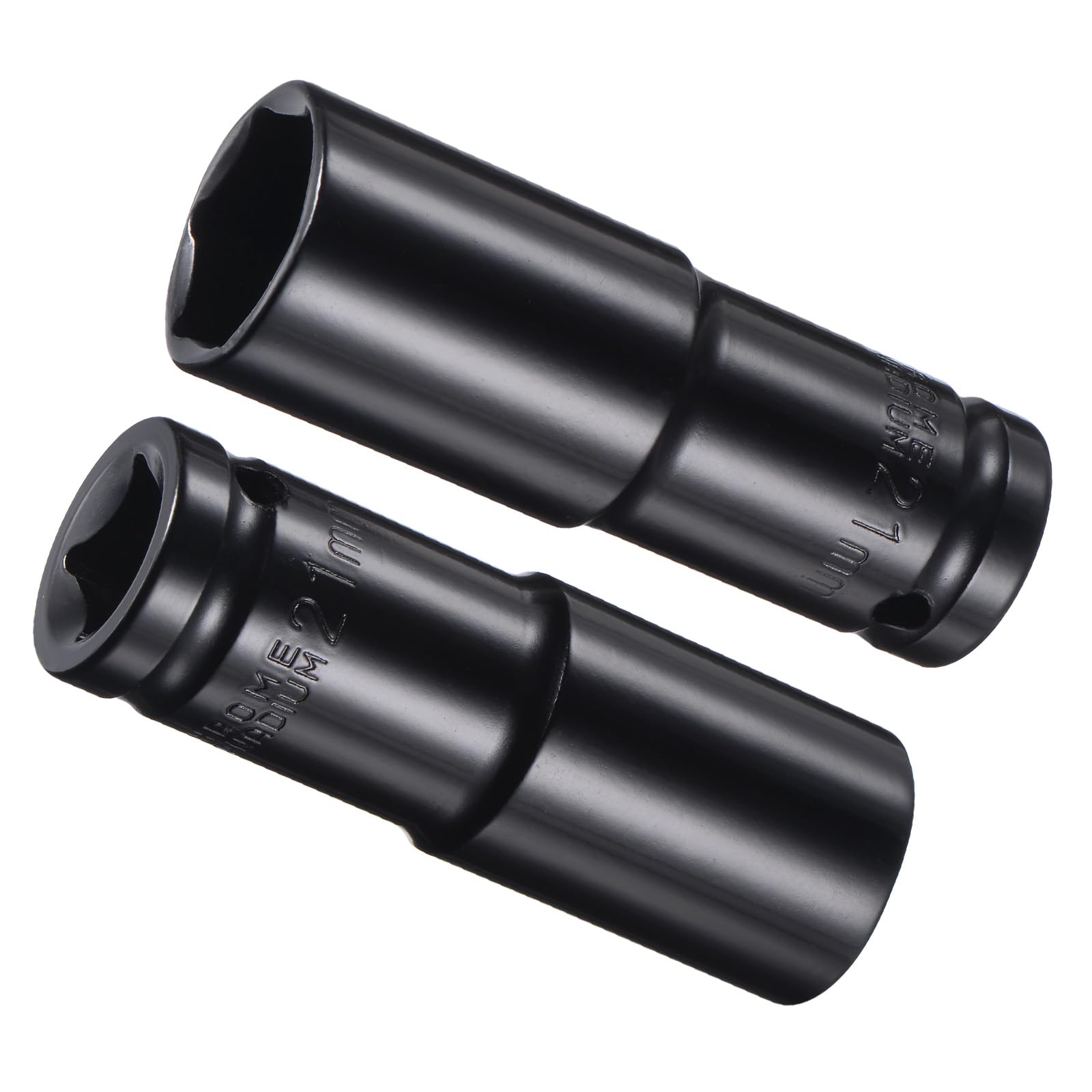 CoCud Deep Impact Socket, 1/2" Drive 21mm Socket, CR-V Steel Rounded Corner Design 6-Point Deep Impact Socket - (Applications: for Screw Installation and Removal), 2-Pieces