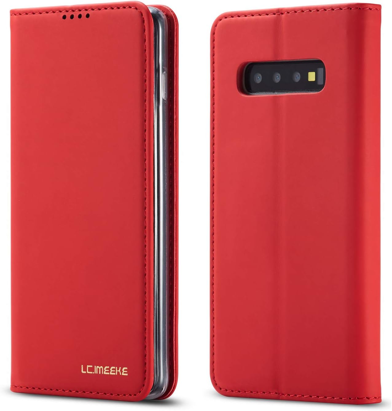 DEFBSC Samsung Galaxy S10e Flip Wallet Case with Kickstand Card Slots,Magnetic Closure Shockproof PU Leather Folio Flip Case for Samsung Galaxy S10e(Red)