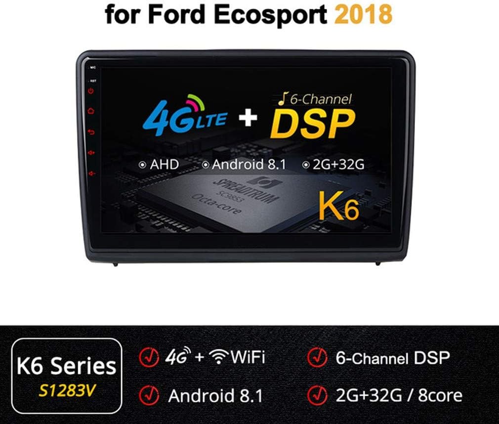XBRMMM Car Radio Stereo 10.1 Inch Android Radio GPS Navigation for Ford Ecosport (2018) Capacitive 2.5D IPS Nano Touch Screen, Bluetooth, WiFi, SWC, Mirrorlink, Multifunction (2G+32G)