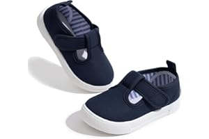 Sonsage Toddler Boys Girls Canvas Sneakers Soft Sole T-Strap Shoes Lightweight Comfy Classical Flats Non Skid Shoe for Little Kids