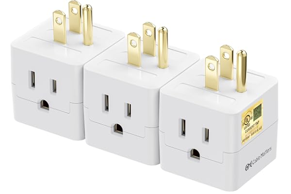 Cable Matters [UL Listed] 3-Pack 3 Outlet Wall Adapter, 3 Outlet Power Cube, Outlet Splitter in White