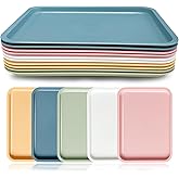 Cieovo 10 Pack Fast Food Serving Tray Colorful Rectangular Cafeteria Tray for Restaurant Home School Party Supplies