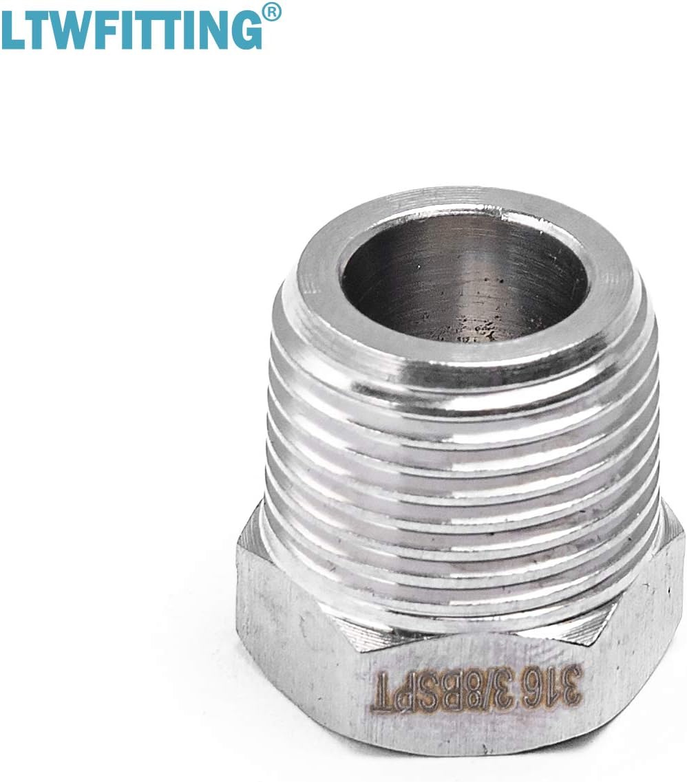 LTWFITTING Stainless Steel 316 Pipe Hex Head Plug Fittings 3/8-Inch Male BSPT Air Fuel Boat (Pack of 5) - Image 5