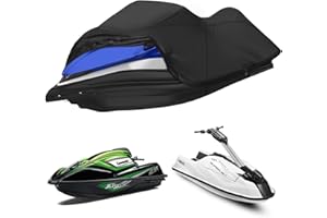 LANLELIN Heavy Duty 420D Jet Ski Cover Lengths to 105'', Marine Grade Waterproof Cover Adjustable Windproof Tightening Strap & Anti-UV for Yamaha/Kawaski