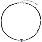 COAI 925 Sterling Silver Faceted Spinel Crystal Necklace, Beaded Choker Necklace for Women