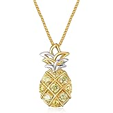 AOBOCO 925 Sterling Silver Pineapple Necklace Gold Plated Pendant Jewelry Gift for Women