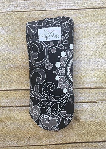 Cast Iron Skillet Handle Pocket Cover in black and white floral