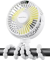 Sweetfull Portable Pram Fan LED Display 4000mAh Rechargeable Battery 4 Speed