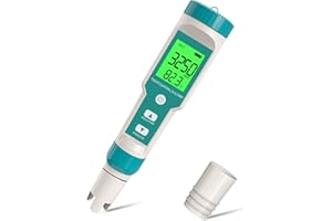 Yewhick Pool Salt Tester Yewhick pH and Salt Meter for Saltwater Pool pH Tester and Digital Salinity Tester 7 in 1 Salinity Meter for Swimming Pools Hot Tubs and Swim Spas